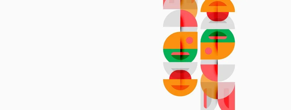 Abstract geometric shapes, circles, rectangles, overlapping colors. Minimalis イラスト素材