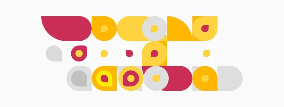 Abstract geometric shapes, circles, rectangles, muted colors. Composition Illustrazione stock