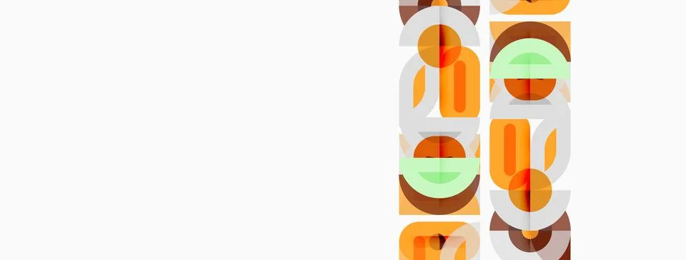 Abstract geometric shapes, circles, rectangles, layered design. Warm colors 스톡 일러스트