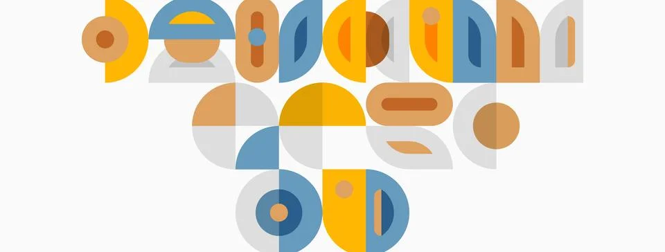 Abstract geometric shapes, circles, rectangles, muted colors. Composition Illustrazione stock