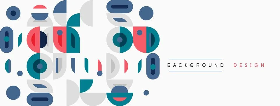 Abstract geometric shapes, circles, rectangles, lines. Minimalist design with Illustrazione stock