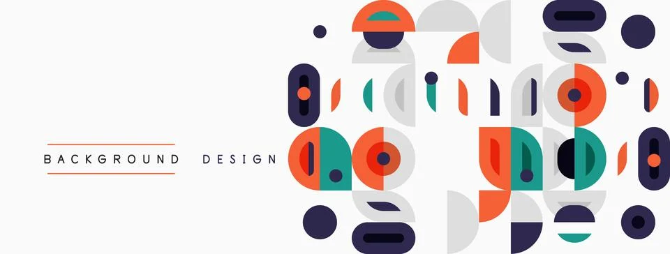 Abstract geometric shapes, circles, rectangles, lines create modern backgroun 스톡 일러스트