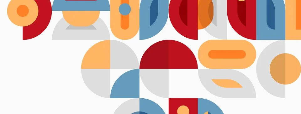 Abstract geometric shapes, circles, rectangles, muted colors. Modern design, Illustrazione stock