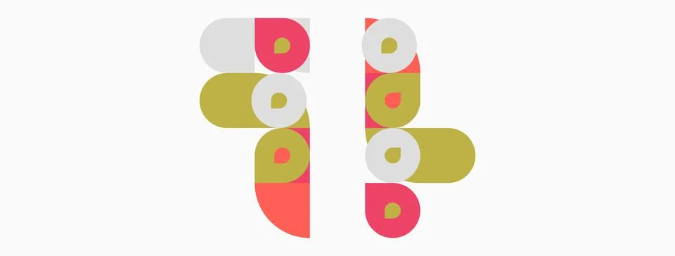 Abstract geometric shapes, circles, rectangles, muted colors. Minimalist de.. Illustrazione stock