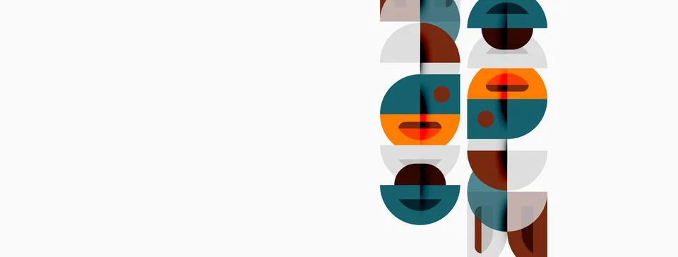 Abstract geometric shapes, circles, rectangles, muted colors. Minimalist de.. Illustrazione stock
