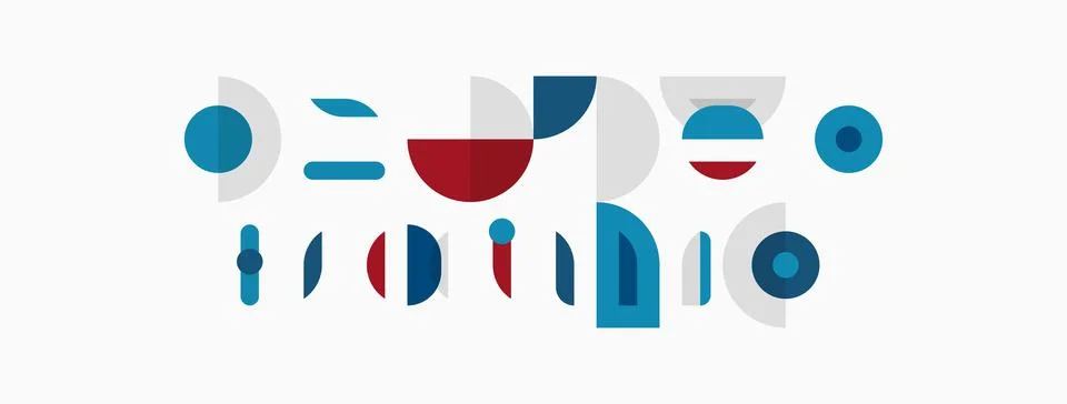Abstract geometric shapes, circles, rectangles, lines. Minimalist design, mut Illustrazione stock