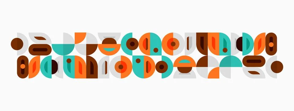 Abstract geometric shapes, circles, rectangles, lines. Midcentury modern styl 스톡 일러스트