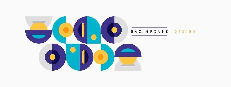 Abstract geometric shapes, circles, rectangles, vibrant colors. Minimalist Illustrazione stock