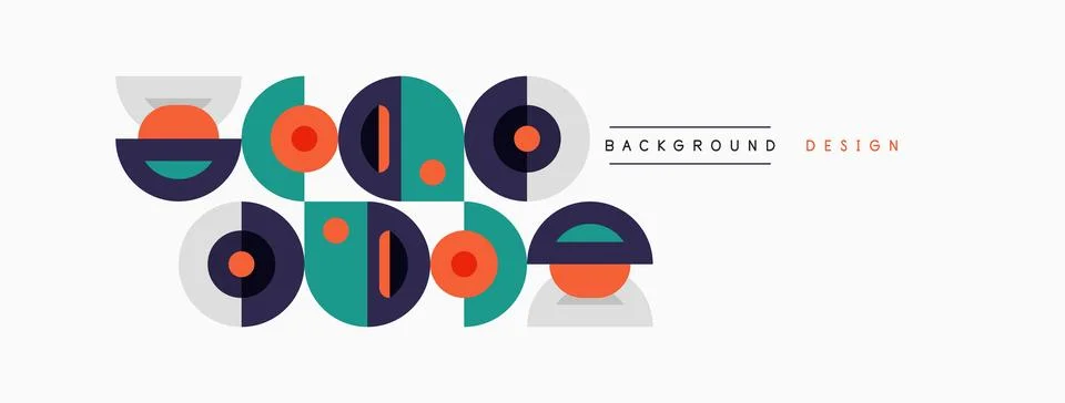Abstract geometric shapes, circles, rectangles, vibrant colors. Minimalist Illustrazione stock
