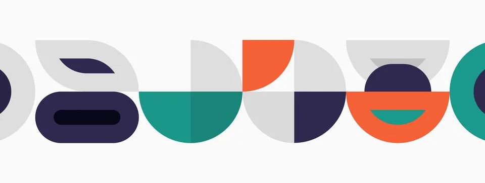 Abstract geometric shapes, circles, rectangles, overlapping forms create イラスト素材