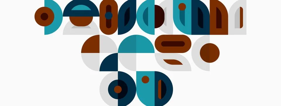 Abstract geometric shapes, circles, rectangles, muted colors. Minimalist de.. 스톡 일러스트