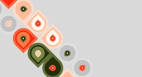 Abstract geometric shapes, circles, rectangles, diagonal arrangement. Red, イラスト素材
