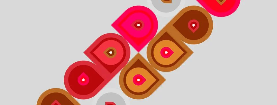 Abstract geometric shapes, circles, rectangles, brown, pink hues. Minimalist Stock Illustration