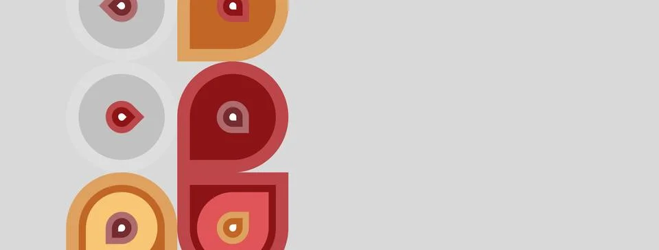 Abstract geometric shapes, circles, rectangles. Warm color palette dominates Stock Illustration