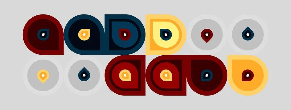 Abstract geometric shapes, circles, rectangles, varying colors. Minimalist Stock Illustration
