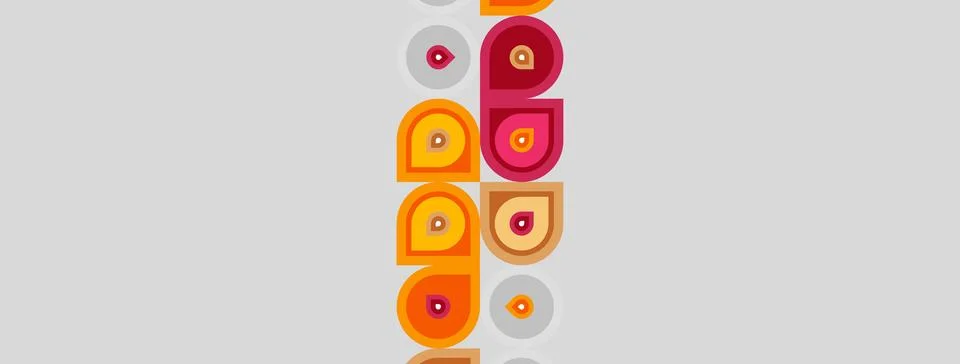Abstract geometric shapes, circles, rectangles, layered design. Warm color Stock Illustration