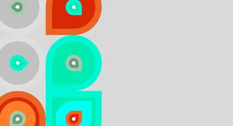 Abstract geometric shapes, circles, squares, rectangles. Orange, teal colors Stock Illustration