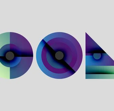 Abstract geometric shapes, circles, triangle. Gradient colors blend, creating 스톡 일러스트