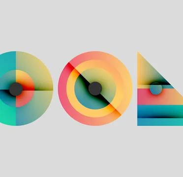 Abstract geometric shapes, circles, triangle, vibrant colors blend. Minimalist 스톡 일러스트