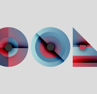 Abstract geometric shapes. Circles, triangle, gradients create modern visual Stockillustratie