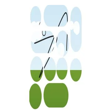 Abstract geometric shapes collection with olive green color Illustrazione stock