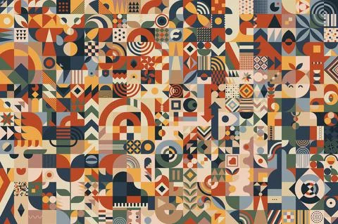 Abstract geometric shapes composition background Stock Illustration