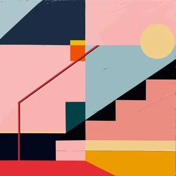 Abstract geometric shapes composition, modern art colorful rectangles, triangles Stock Illustration