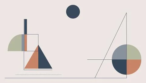 Abstract geometric shapes composition with soft pastel colors featuring tri.. Stock Illustration