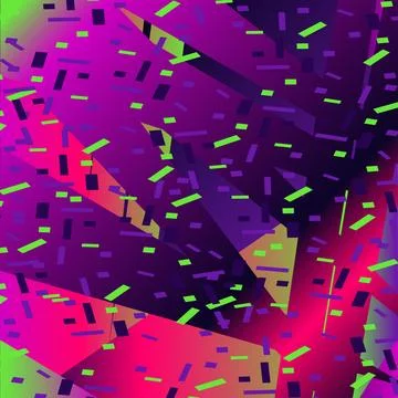 Abstract geometric shapes with confetti background vector illustration. Neo.. Stock Illustration