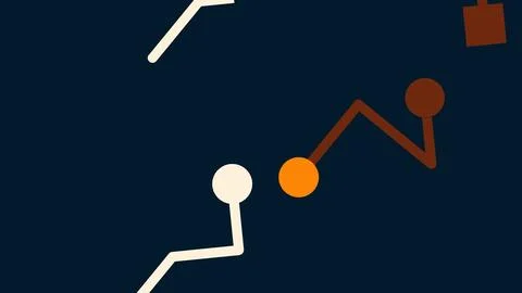 Abstract geometric shapes with connected lines and circles on a dark blue bac Stock Illustration