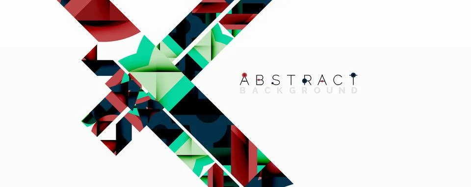 Abstract geometric shapes create dynamic composition. Vibrant colors, sharp Stock Illustration