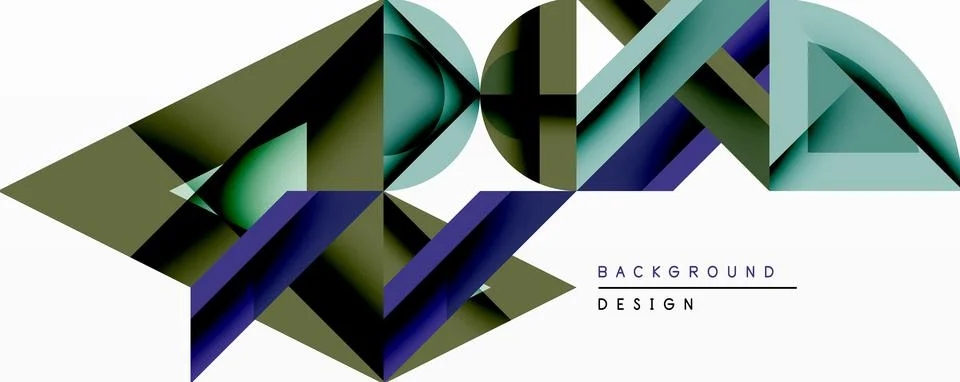Abstract geometric shapes create dynamic composition. Gradient colorsolive, teal 스톡 일러스트