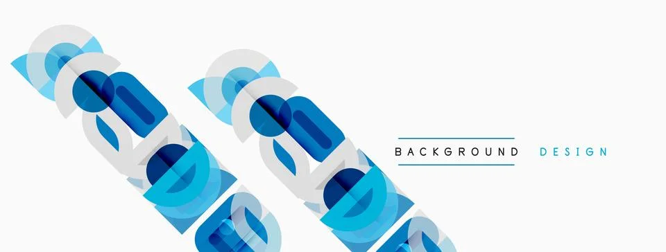 Abstract geometric shapes create dynamic visual pattern. Blue hues dominate Stock Illustration