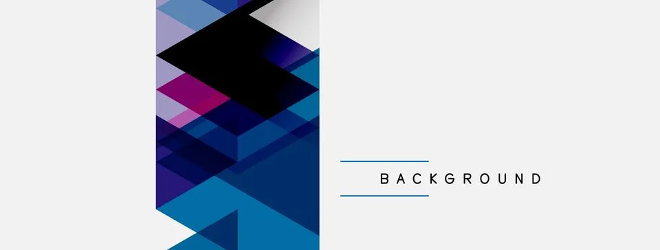 Abstract geometric shapes create dynamic composition. Blue, purple hues dom.. Ilustración de archivo