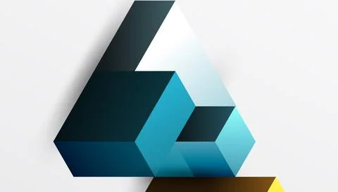 Abstract geometric shapes create layered illusion. Blue, teal, dark shades 스톡 일러스트