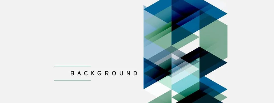 Abstract geometric shapes create modern background. Blue, green hues dominate Illustrazione stock