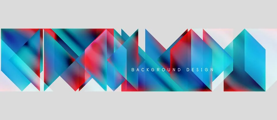 Abstract geometric shapes create vibrant background. Blue, red, cyan hues blend Stockillustratie