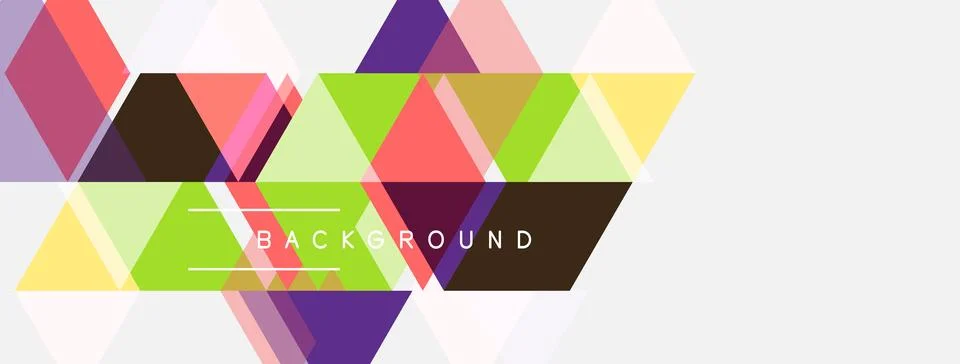 Abstract geometric shapes create vibrant background. Triangles overlap, formi Illustrazione stock