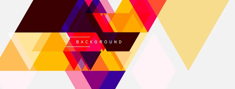 Abstract geometric shapes create vibrant background. Triangles overlap, formi Illustrazione stock