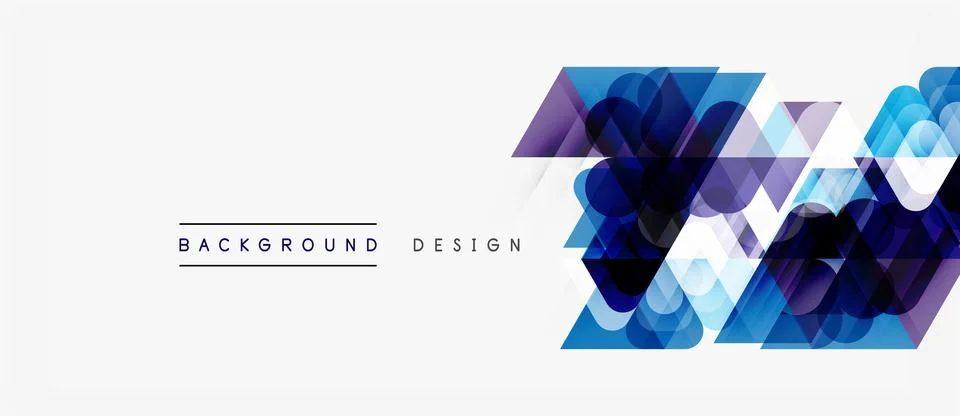 Abstract geometric shapes create vibrant background. Blue, purple hues domina Illustrazione stock