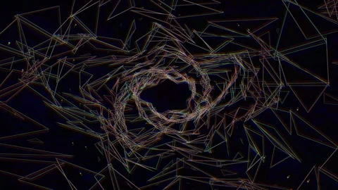 Abstract geometric shapes create a visual pattern in dark space Stockbeeldmateriaal 341400912