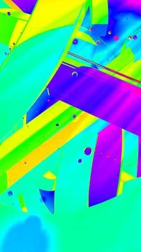 Abstract geometric shapes creating a psychedelic neon background Stock Illustration