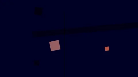 Abstract geometric shapes in dark blue background with orange squares Stock Footage 335430662