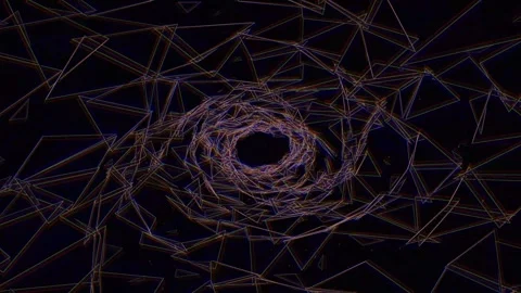 Abstract geometric shapes in a dark space create a vortex Stock Footage 340152178