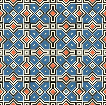 Abstract geometric shapes diagonal lines seamless pattern. Mosaic tile Stock Illustration