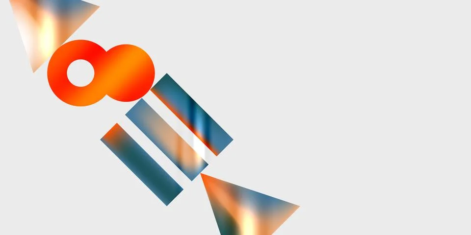 Abstract geometric shapes dominate composition. Orange circle with central void Stock Illustration