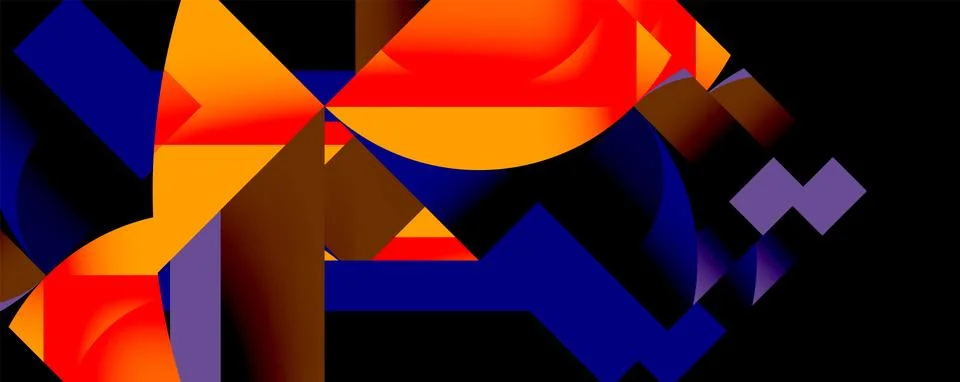 Abstract geometric shapes dominate composition. Warm colors blend with cool Stock Illustration