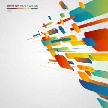 Abstract geometric shapes dynamic composition made of various colorful rounde Illustrazione stock