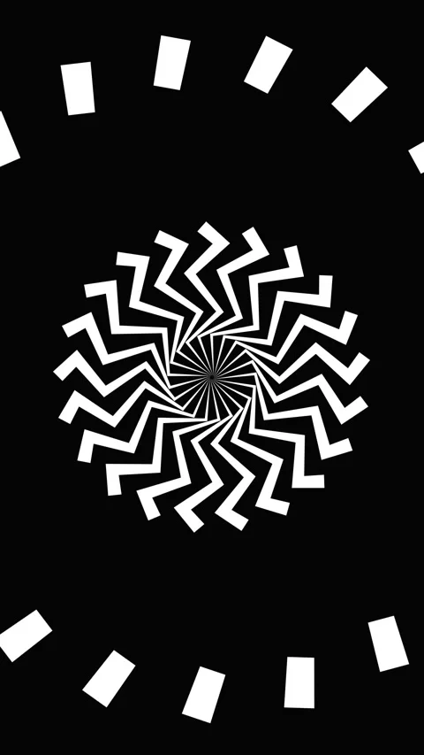 Abstract geometric shapes expanding from a central point, forming an optica.. 库存影片 331572825