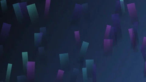 Abstract geometric shapes float against a deep blue and purple background Stock Footage 326175651